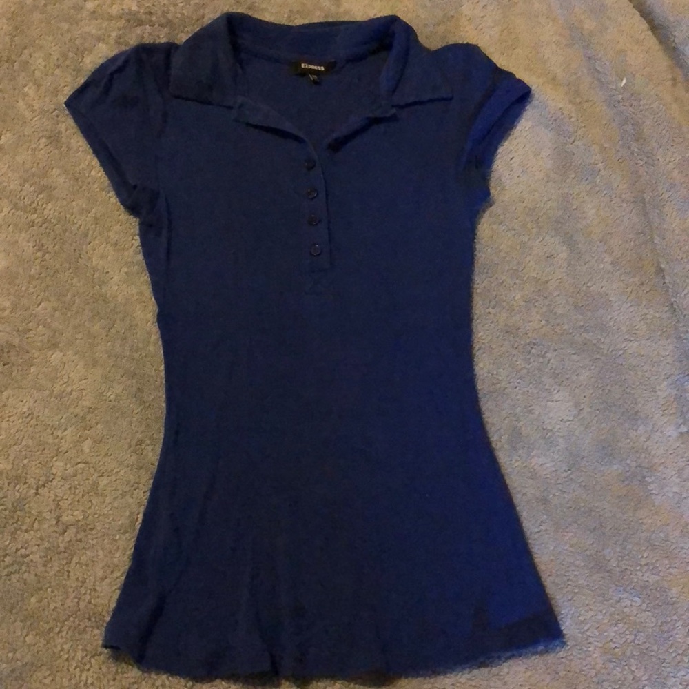 Express blue button down halfway